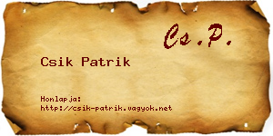 Csik Patrik névjegykártya